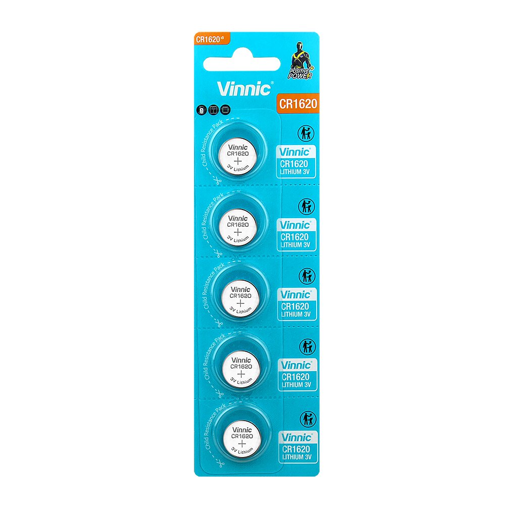 Vinnic CR1620 Lithium Knopfzellen 3V im 5er-Blister