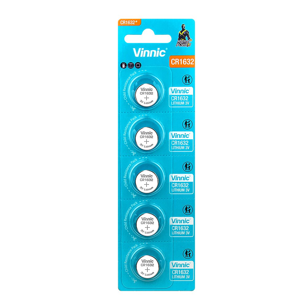 Vinnic CR1632 Lithium Knopfzellen 3V im 5er-Blister