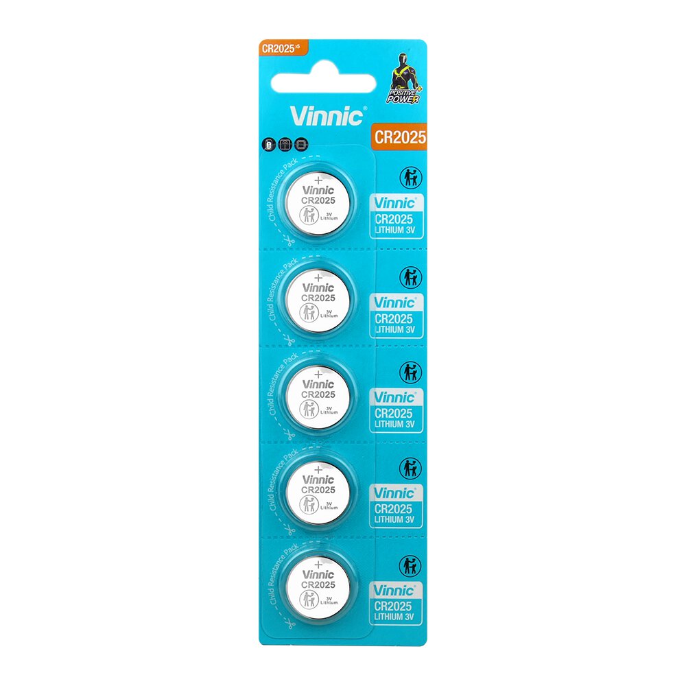 Vinnic CR2025 Lithium Knopfzellen 3V im 5er-Blister