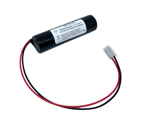 Notleuchtenakku für Elubat D-SC1800BTx2 NiCd 2,4V 1800mAh L1x2 Sub-C 200mm Kabel