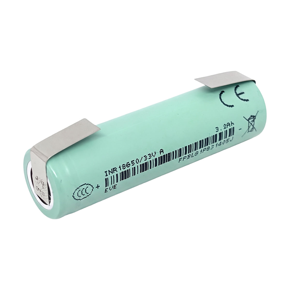 EVE INR18650-33V Li-Ion Akkuzelle 3200mAh mit Lötfahnen U-Form