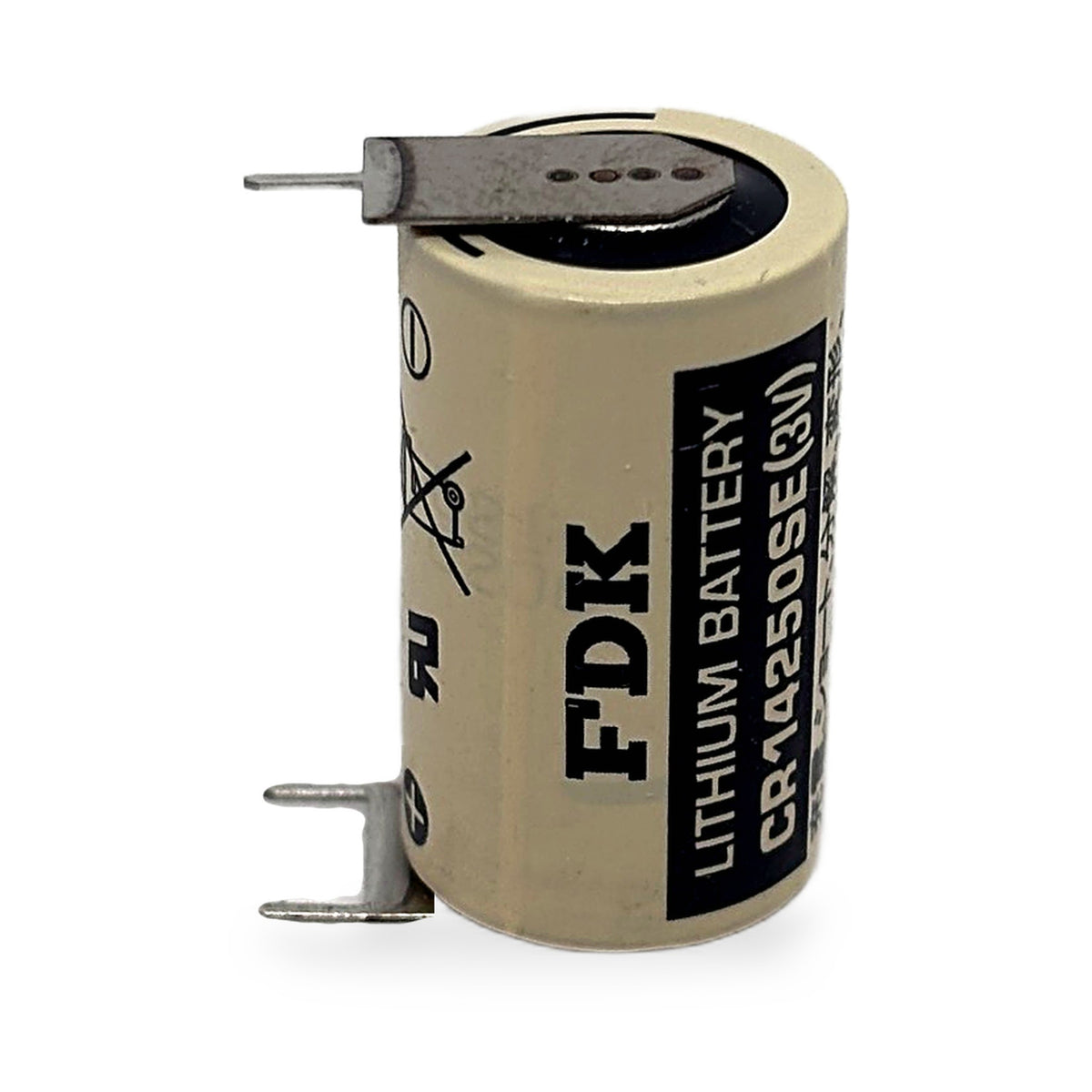 FDK CR14250SE 1/2AA 3V Lithium Batterie mit Print-Lötfahnen stehend
