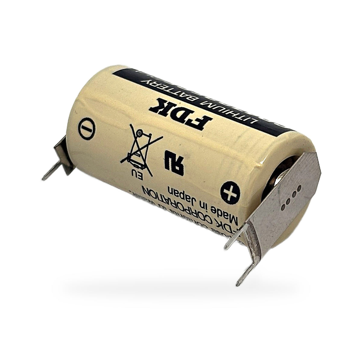 FDK CR17335SE 2/3A Lithium Batterie mit Print-Lötfahnen – Pluspol