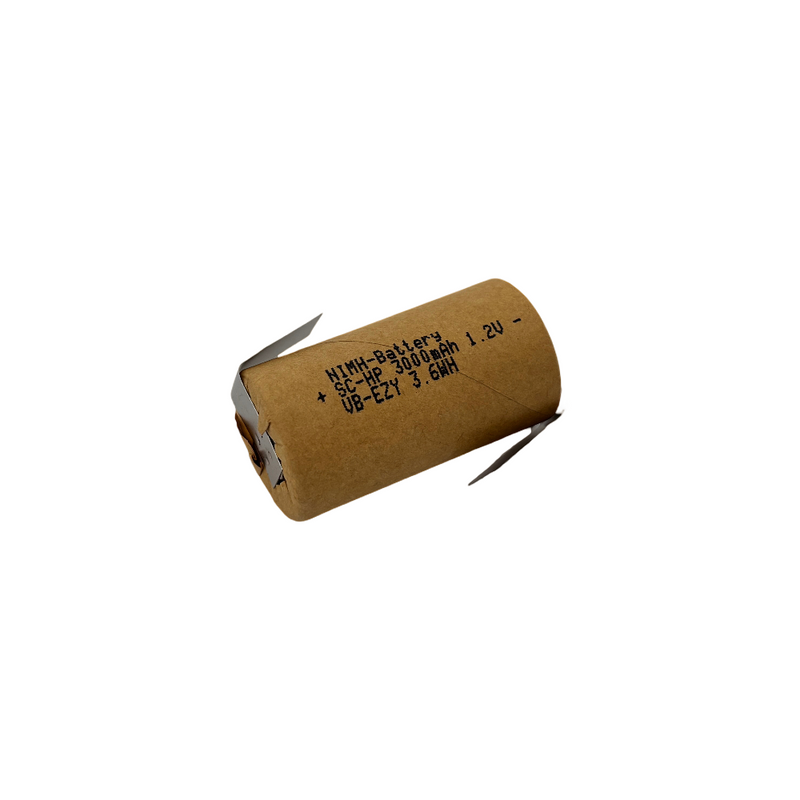 Akku Sub-C 3000mAh NIMH 1,2V mit Lötfahnen hochstrom