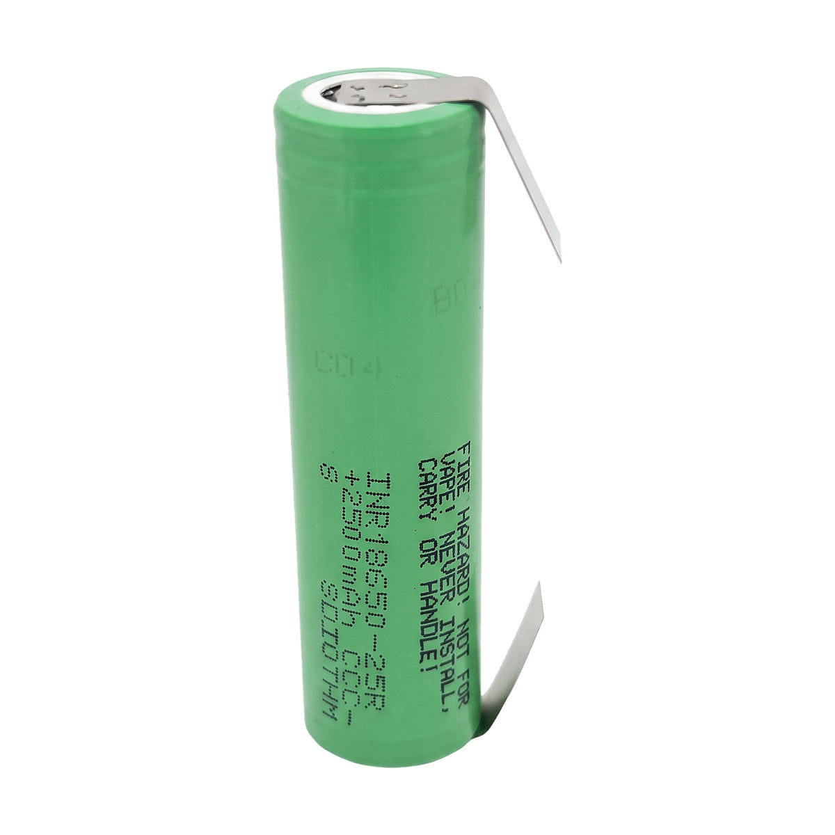 Samsung 18650 25R mit Lötfahne U-Form – Detailansicht