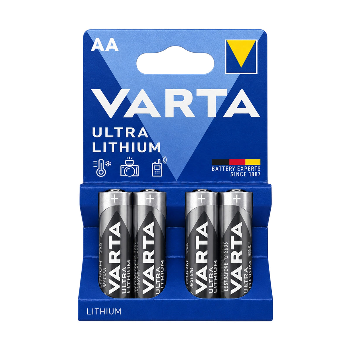 Varta Ultra Lithium AA Mignon 1,5V Batterien 6106 im 4er-Blister