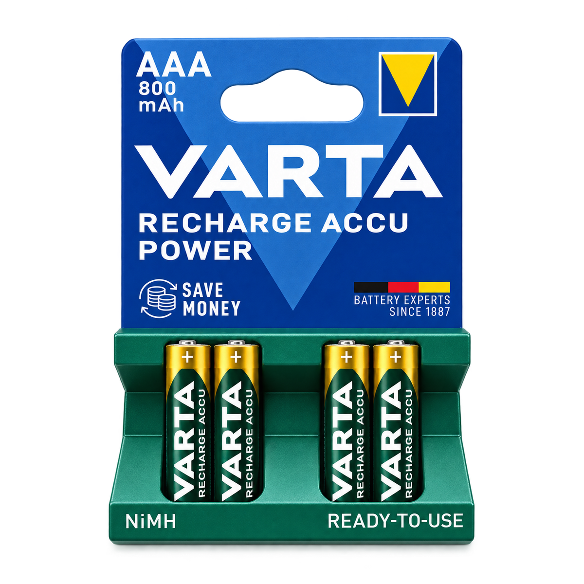 Varta Recharge Accu AAA Micro NiMH Akkus 800mAh vorgeladen im 4er-Blister