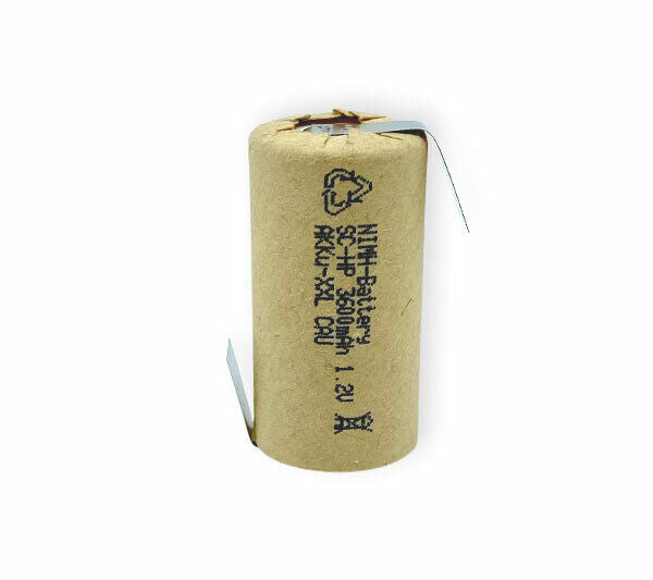 Akku Einzelzelle Sub-C NIMH 1.2V 3600mAh Pappmantel Lötfahne Z-Form
