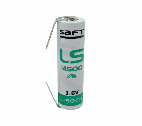 Saft LS14500 Lithium Batterie AA 3,6V 2600mAh mit Lötfahnen U-Form