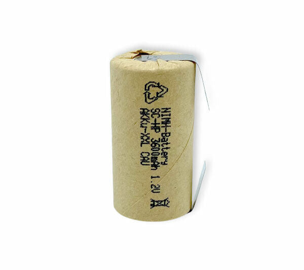 Akku Einzelzelle Sub-C NIMH 1.2V 3600mAh Pappmantel Lötfahne U-Form